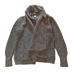 J.Crew Chunky Knit Shawl Collar Cardigan Sweater Gray Neutral Cozy